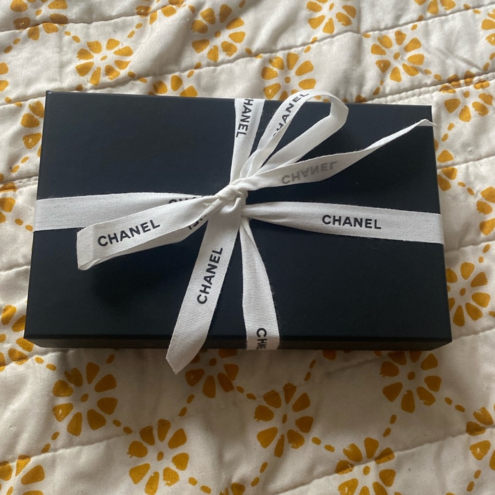 Chanel wallet box, ribbon, and dust bag